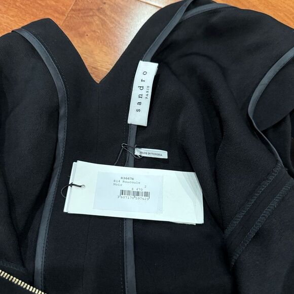 NWT Sandro Paris Roucoule Exposed Zipper Flutter Sleeve Dress size 2 - Picture 7 of 15